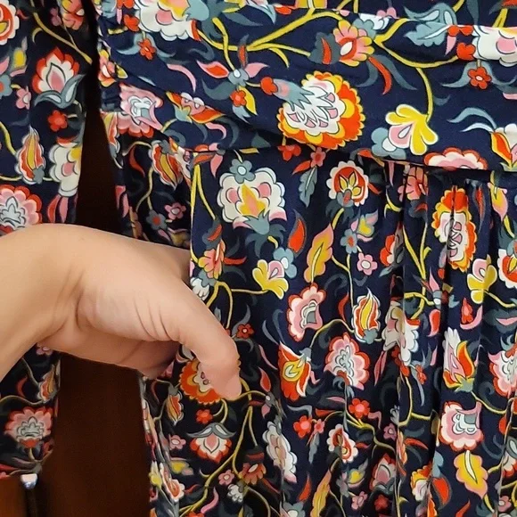 BODEN | Abigail Long Sleeve Navy Jersey Midi Dress Floral Print Pockets - 8 Long - Picture 7 of 11